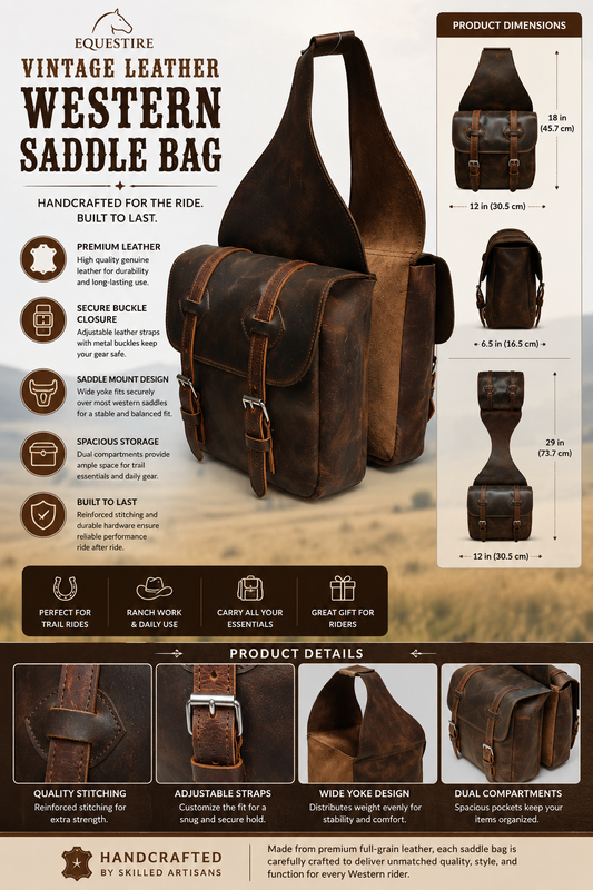 Equestire Vintage Leather Western Saddle Bag