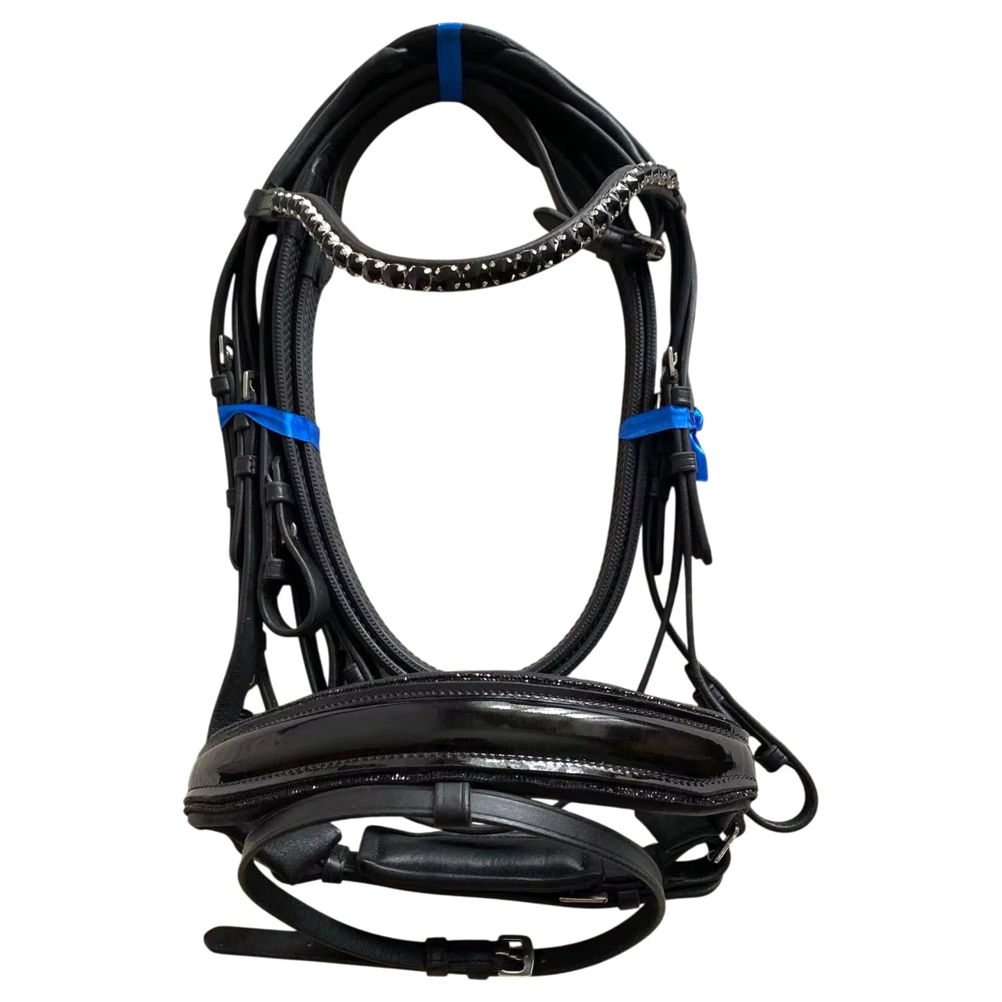 Equestire Crystal Wave Dressage Bridle – Premium Black Leather