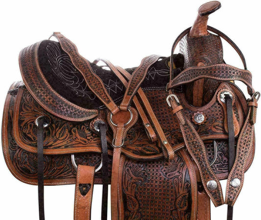 Premium Handcrafted Western Horse Saddle Genuine Leather Trail Ranch