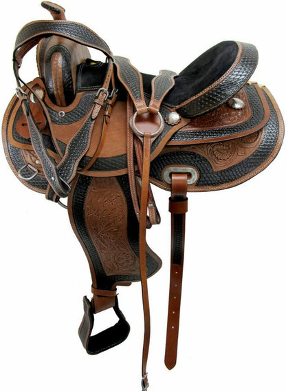 Two Tone Leather Western Saddle for Ranch and Trail Riding
