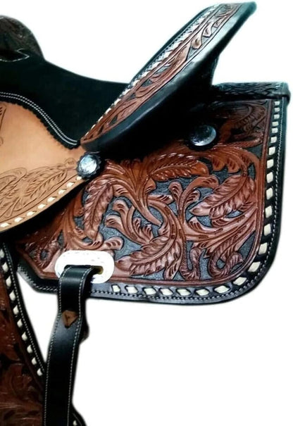Handcrafted Floral Tooled Western Barrel Racing Saddle