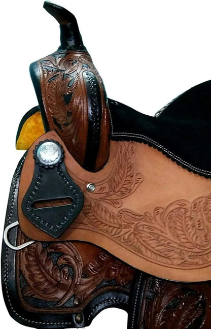Handcrafted Floral Tooled Western Barrel Racing Saddle