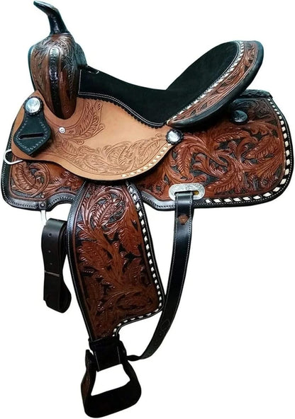Handcrafted Floral Tooled Western Barrel Racing Saddle