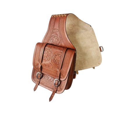Equestire Hand-Tooled Leather Western Saddle Bag