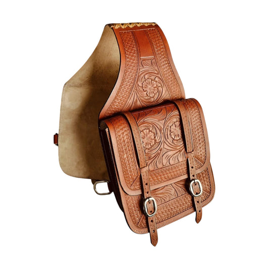 Equestire Hand-Tooled Leather Western Saddle Bag