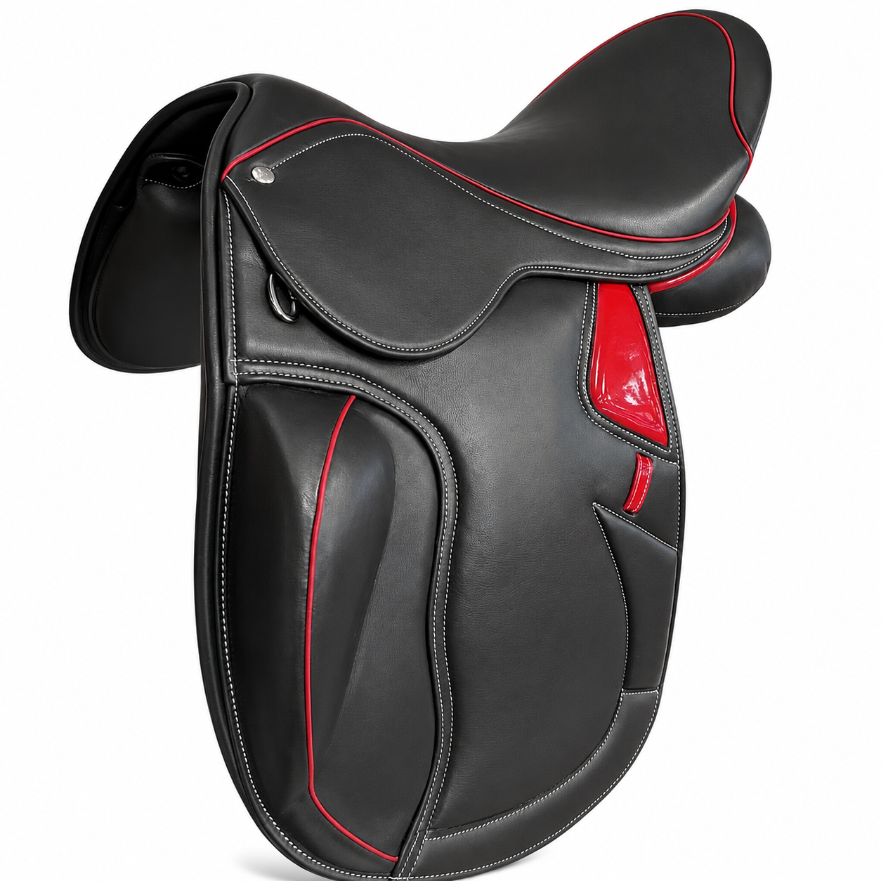 Equestire Elite Black & Red Dressage Saddle – Premium Performance Edition