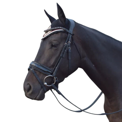 Equestire Crystal Wave Dressage Bridle – Premium Black Leather