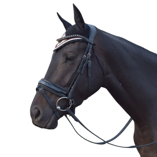 Equestire Crystal Wave Dressage Bridle – Premium Black Leather