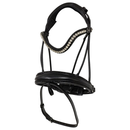 Equestire Crystal Wave Dressage Bridle – Premium Black Leather