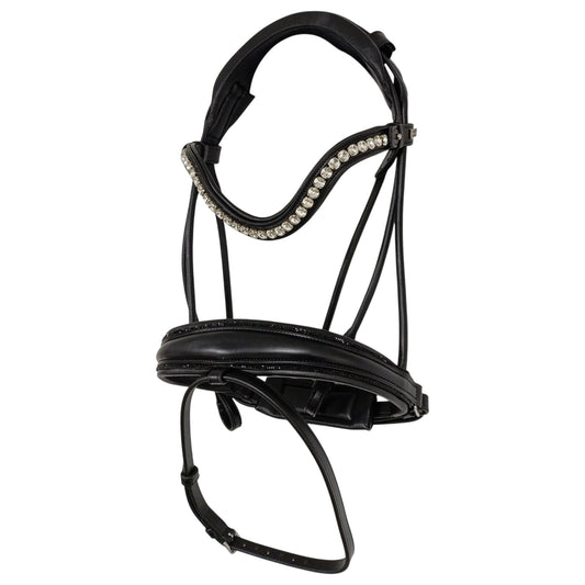 Equestire Crystal Wave Dressage Bridle – Premium Black Leather