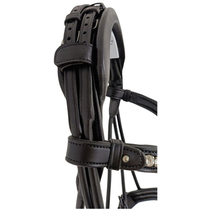 Equestire Crystal Wave Dressage Bridle – Premium Black Leather