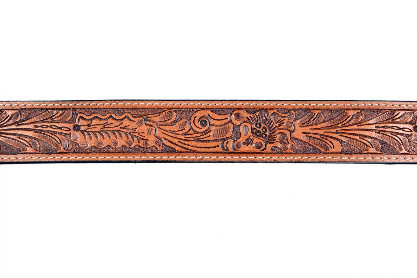 Equestire Hand-Tooled Western Leather Belt with Engraved Buckle