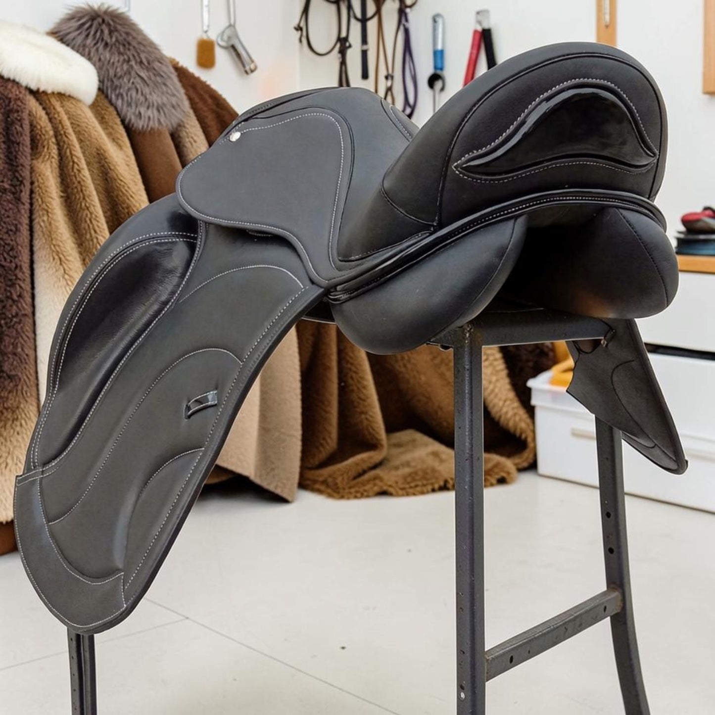 Equestire Grand Prix Elite Monoflap Black Leather Dressage Saddle
