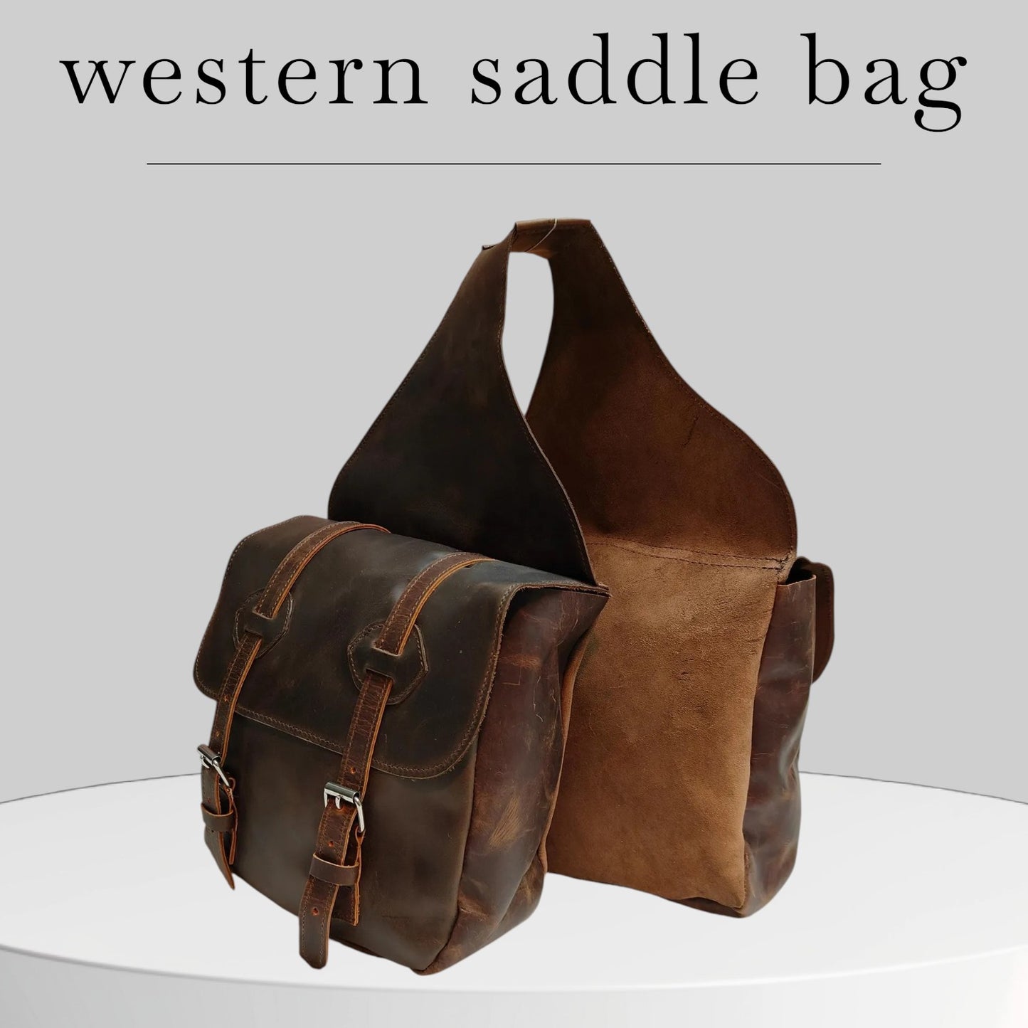 Equestire Vintage Leather Western Saddle Bag