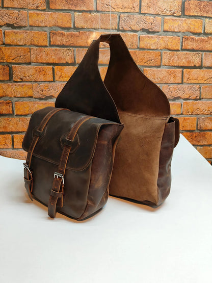 Equestire Vintage Leather Western Saddle Bag